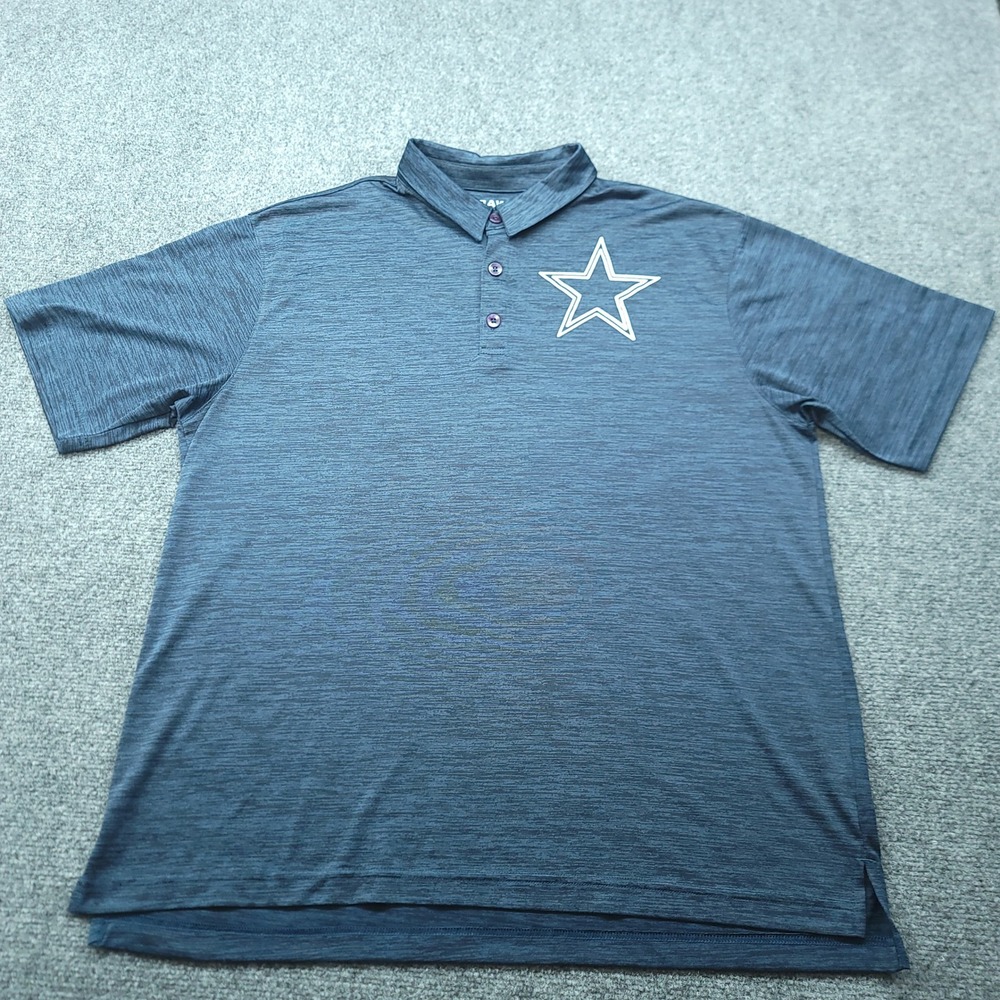 BAW Dry-Tek Men XL Blue Heather Star Performance Polo Shirt Short Sleeve SJA601